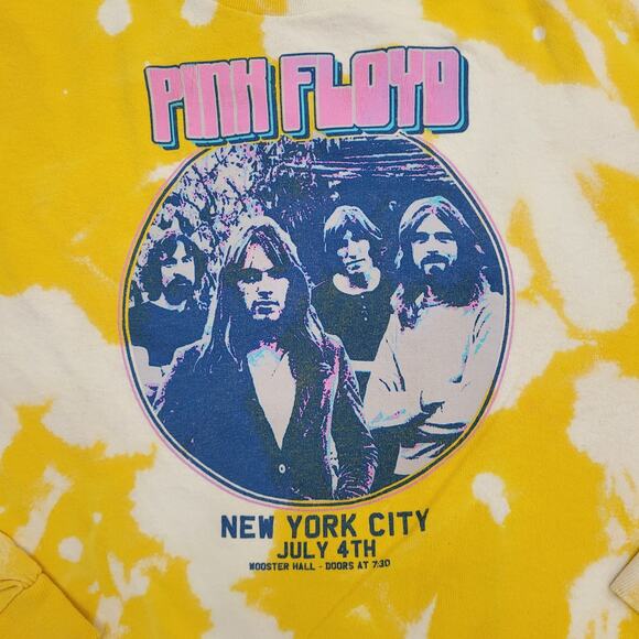 Pink-Floyd Cropped Shirt Womens Large 22x17 Yellow White - Picture 10 of 11